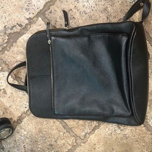 Black leather backpack